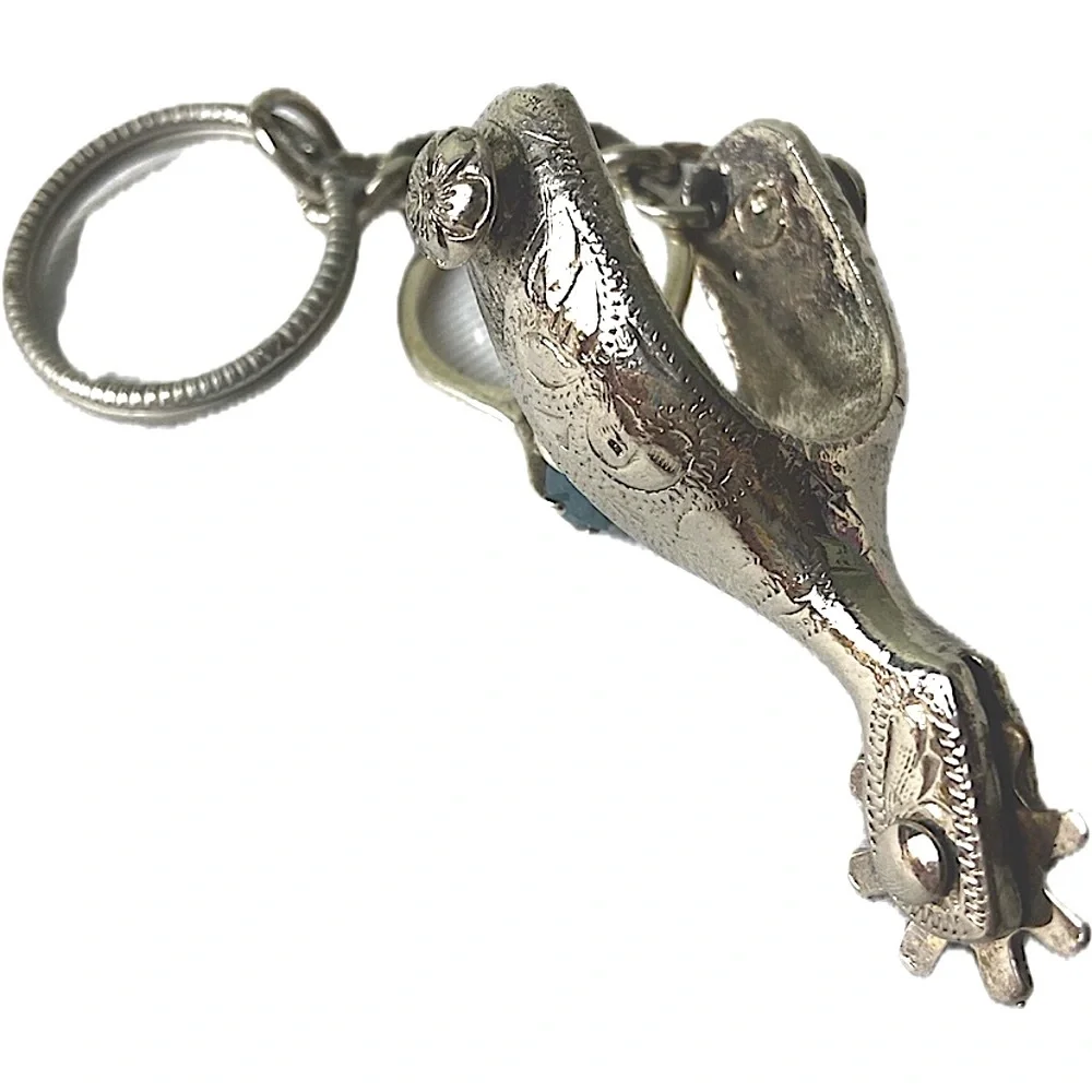 Vintage Western Spur Keychain Concho Style Silver look Yellowstone Aspen feels